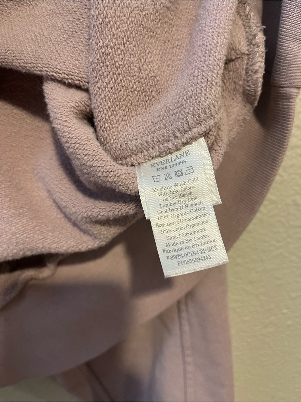 Everlane 100% Organic Cotton Cropped Crewneck Sweater Mauve Purple Size Medium - Picture 9 of 9